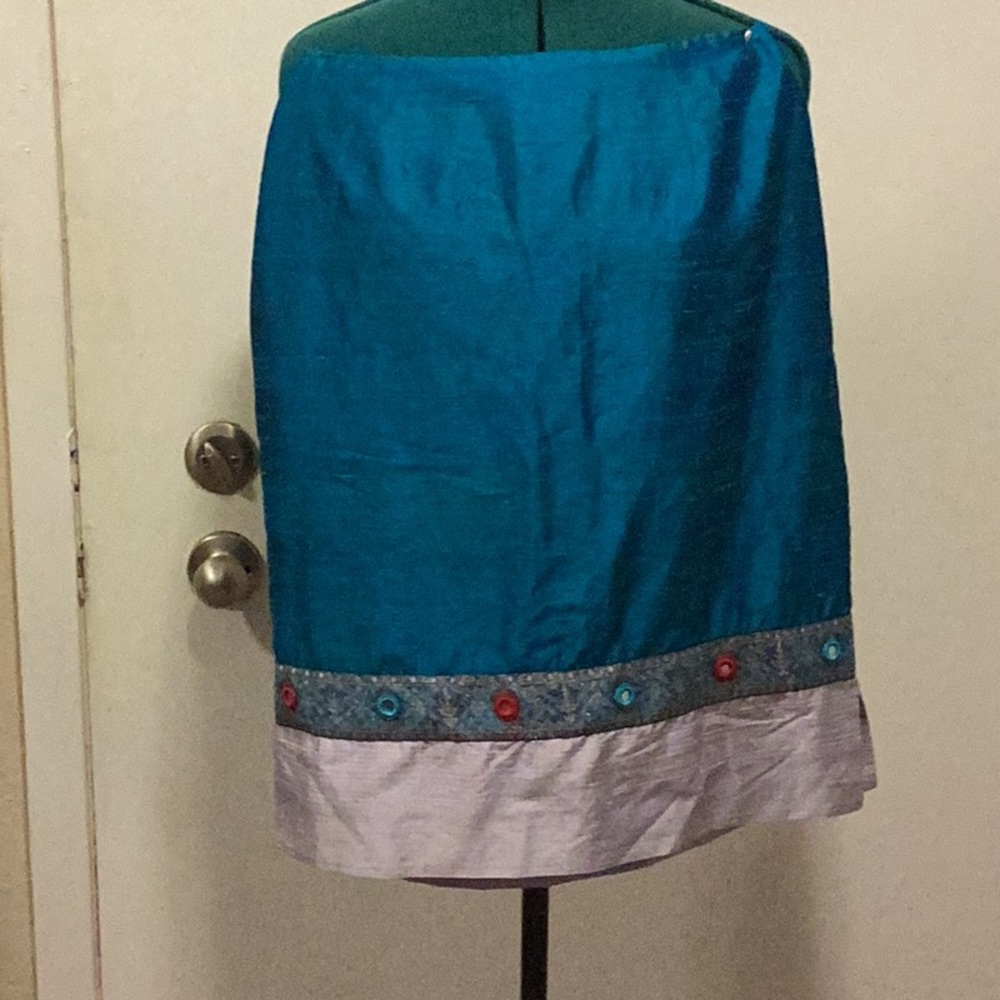 Vintage Paris Privilege 100% Silk Skirt w/Mirrored Ribbon border 6